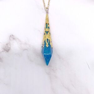 Blue ornate Pendulum Pendant Necklace